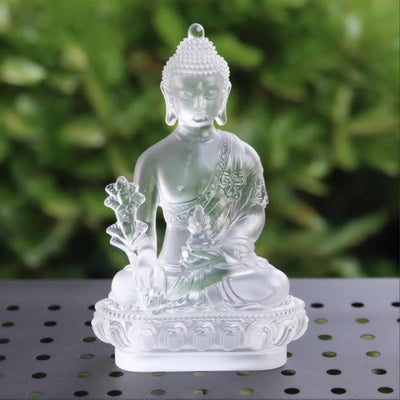 Handmade Glass Medicine Buddha Statue: Home Decor Gift