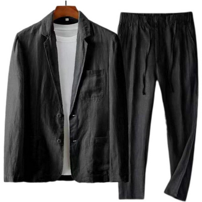 Men's Lightweight Business Blazer and Pants Set Casual Summer Suit Outfit