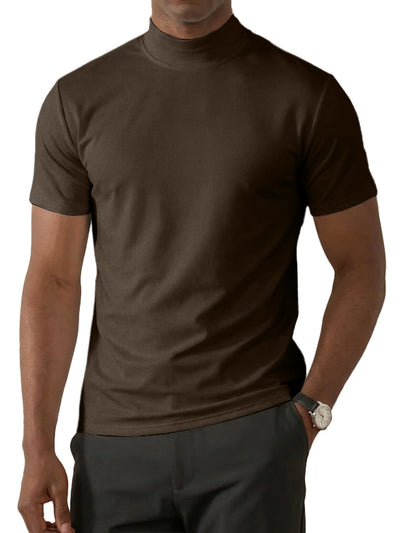 Men's High-Neck Slim Fit Casual Short-Sleeve T-Shirt