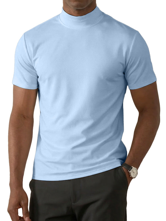 Men's High-Neck Slim Fit Casual Short-Sleeve T-Shirt