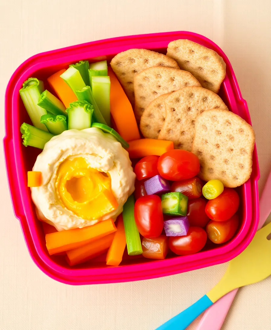 24 Teen Lunch Ideas for School That'll Make Your Friends Jealous! - 10. Veggie and Hummus Bento Box