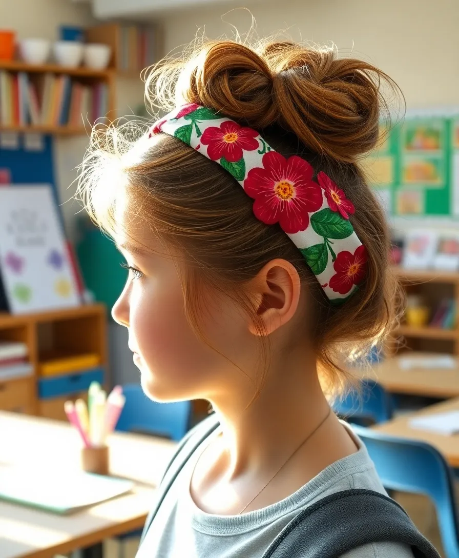 15 Quick and Cute Hairstyles for School That'll Make You the Trendsetter! - 1. Messy Bun with Hair Wrap