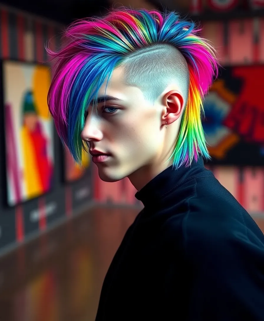 15 Stylish Faded Mullet Hairstyles for Men to Inspire Your Next Look! - 9. Colored Mullet Fade