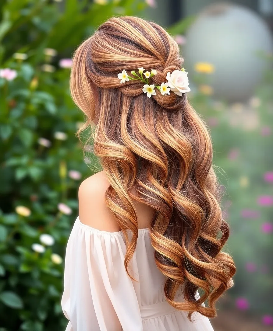 15 Stunning Hairstyles with Caramel Highlights That Will Turn Heads! - 3. Romantic Half-Up, Half-Down Style