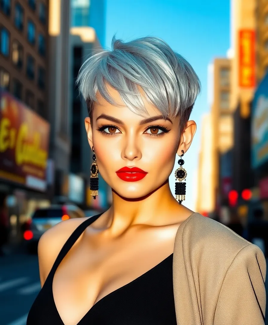 15 Shining Hairstyles With Silver Highlights That'll Make You Shine Brighter Than a Diamond! - 6. Pixie Cut with Silver Highlights