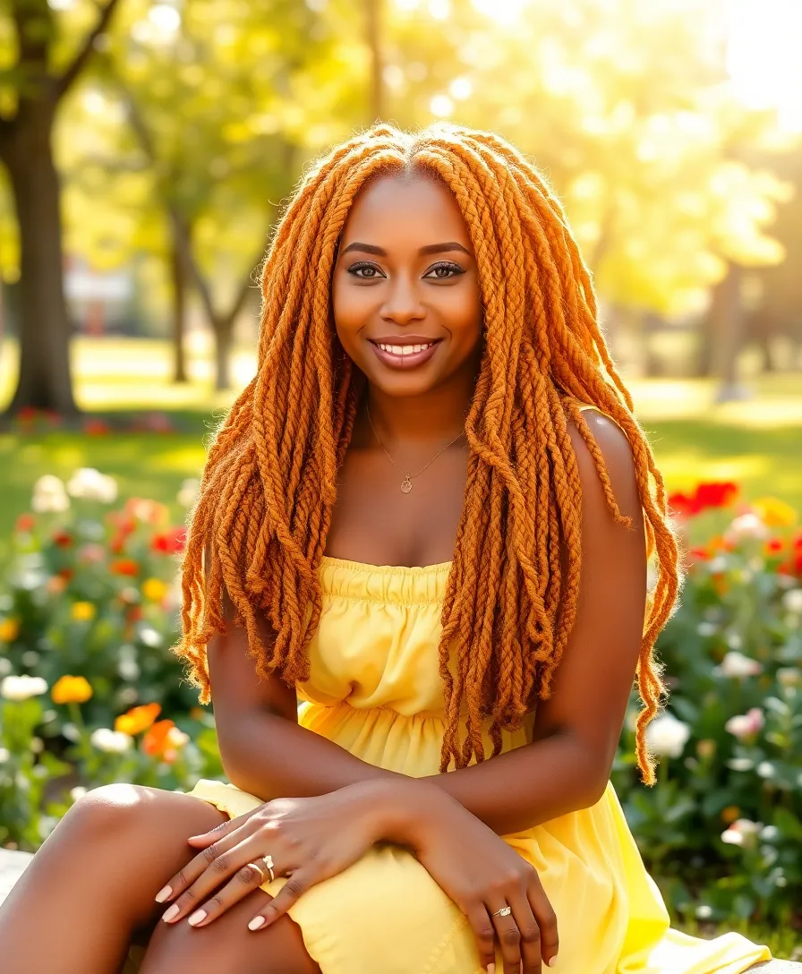 15 Stunning Hairstyles with Dyed Locs That'll Turn Heads Everywhere! - 10. Golden Honey Locs