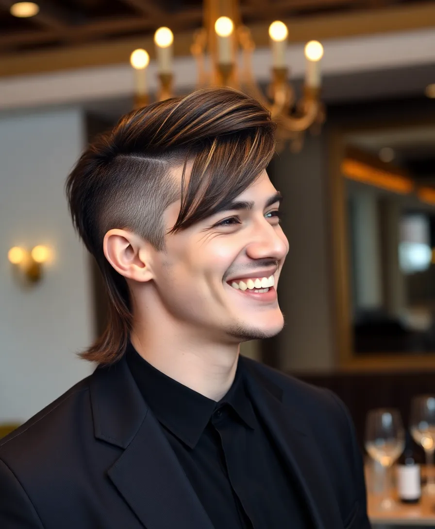 15 Stylish Faded Mullet Hairstyles for Men to Inspire Your Next Look! - 8. Side-Swept Mullet