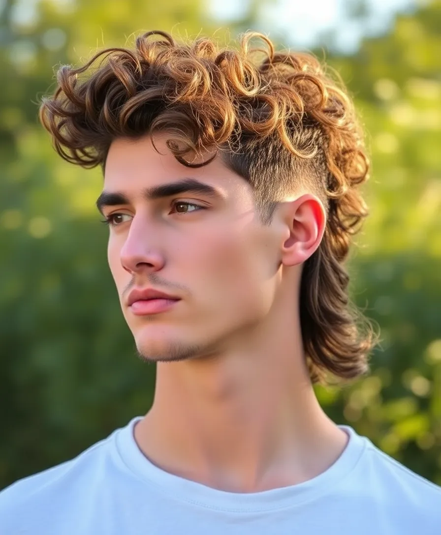 15 Stylish Faded Mullet Hairstyles for Men to Inspire Your Next Look! - 3. Curly Mullet with Faded Sides