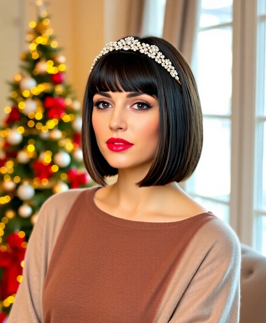 25 Christmas Hairstyles That Will Make You the Star of Every Holiday Party! - 9. Sleek Bob with a Headband