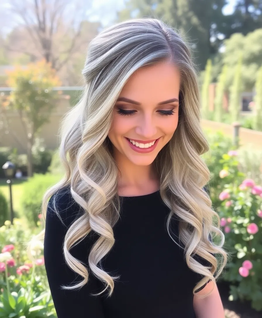 15 Shining Hairstyles With Silver Highlights That'll Make You Shine Brighter Than a Diamond! - 8. Half-Up Half-Down Style with Silver Highlights