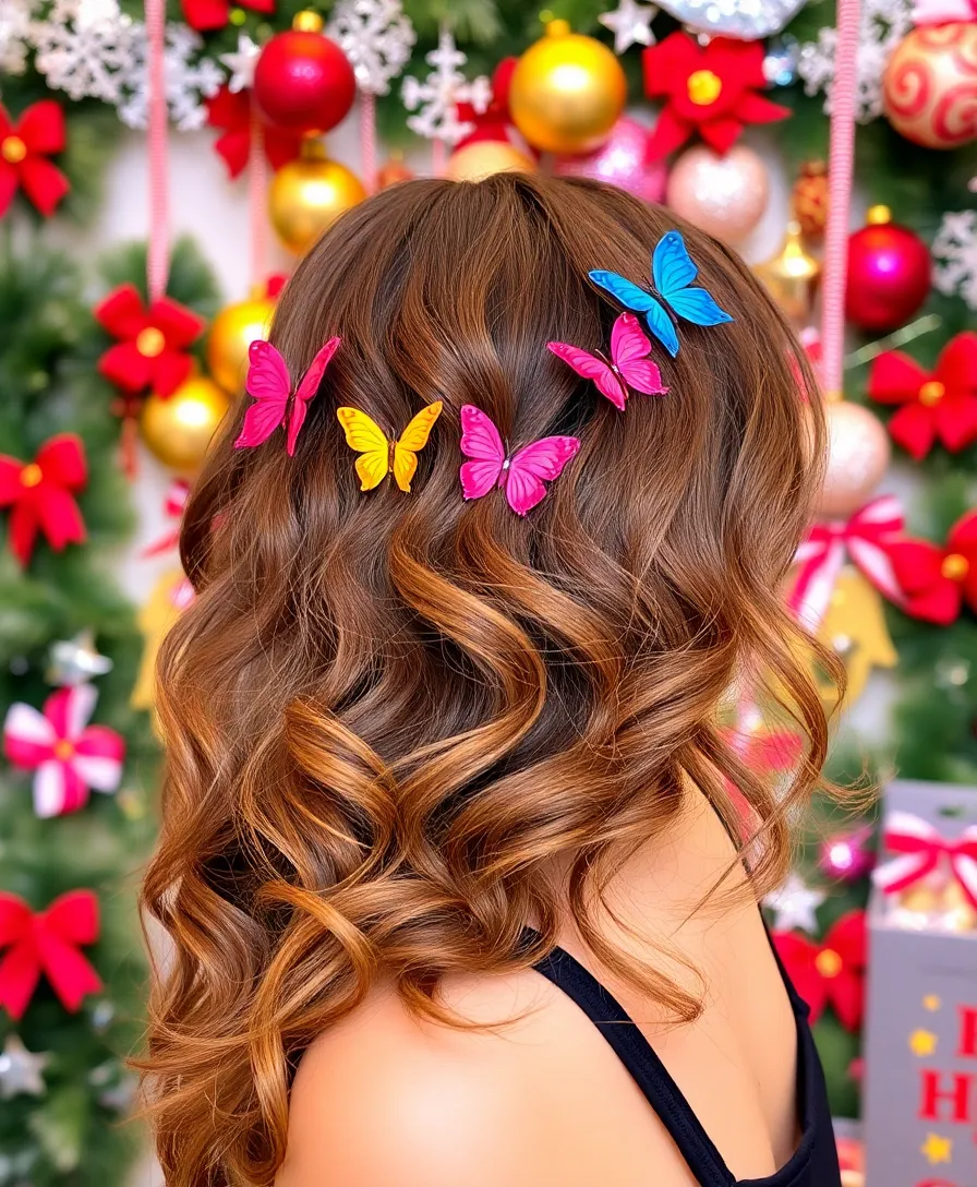 25 Christmas Hairstyles That Will Make You the Star of Every Holiday Party! - 20. Butterfly Clips in Loose Waves