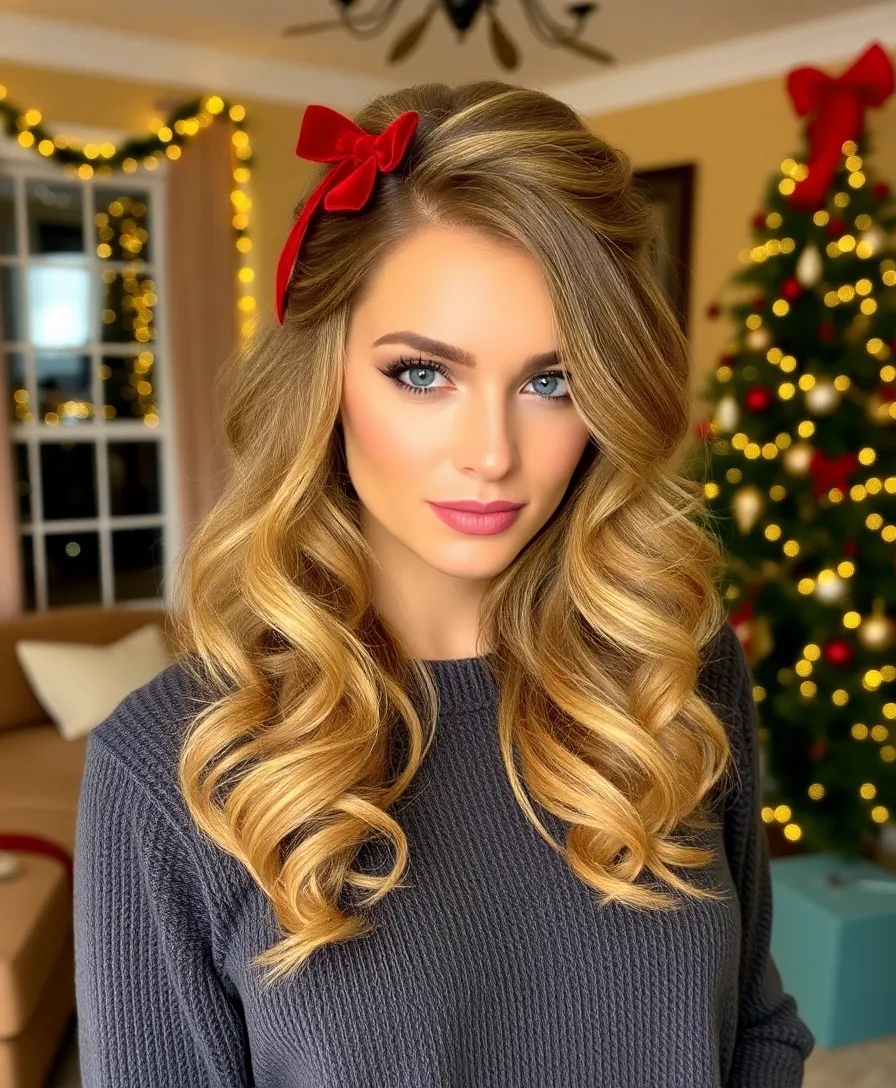 25 Christmas Hairstyles That Will Make You the Star of Every Holiday Party! - 3. Festive Half-Up, Half-Down