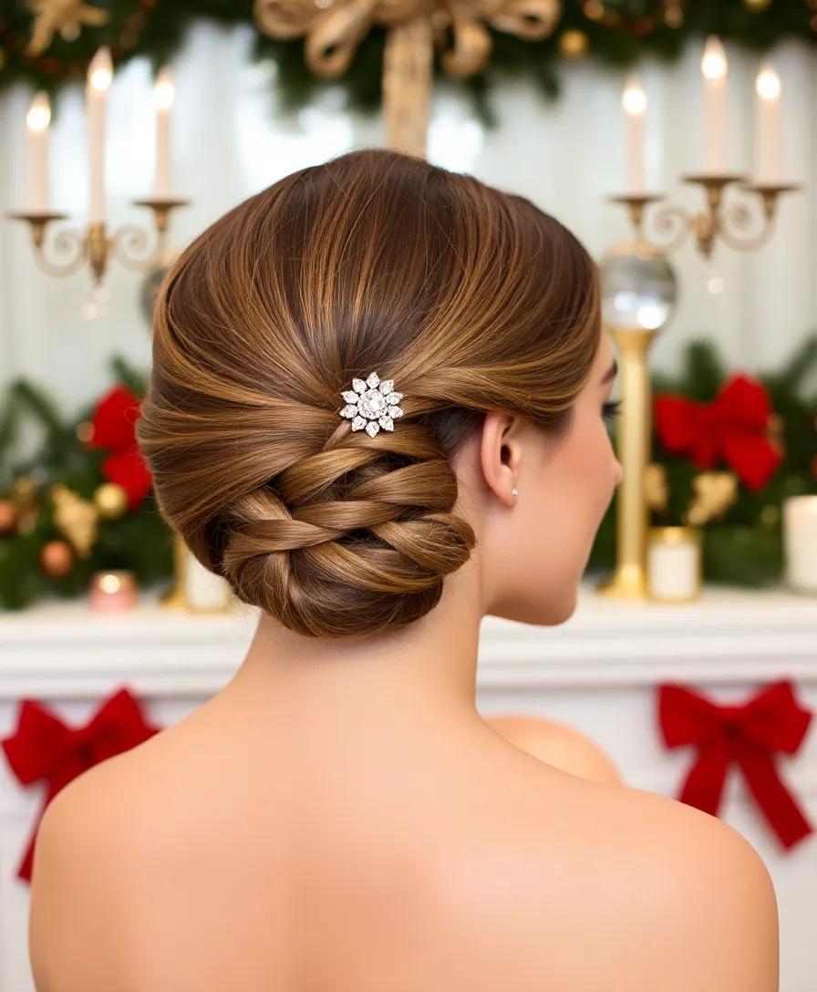 25 Christmas Hairstyles That Will Make You the Star of Every Holiday Party! - 4. Classic Low Bun with a Twist