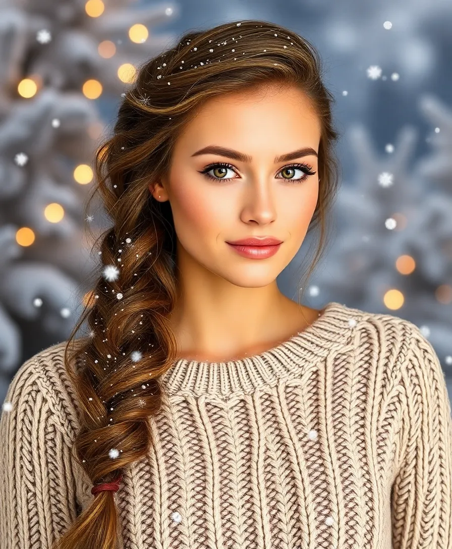 25 Christmas Hairstyles That Will Make You the Star of Every Holiday Party! - 6. Snowy Side Braid