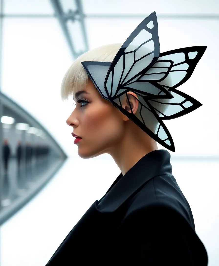 20 Butterfly Cut Styling Ideas That Will Make You the Trendsetter This Season! - 18. Futuristic Cuts with Geometric Shapes