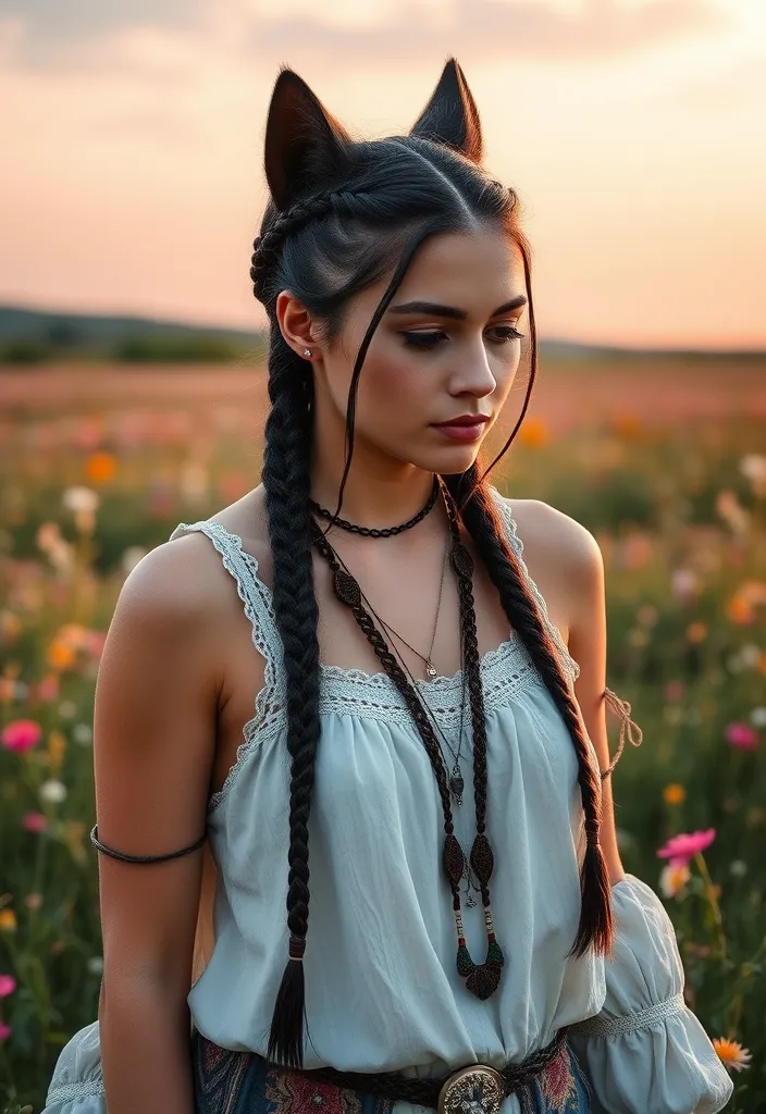 25 Black Wolf Cut Ideas for Women That Will Make Heads Turn! - 14. Braided Black Wolf Cut