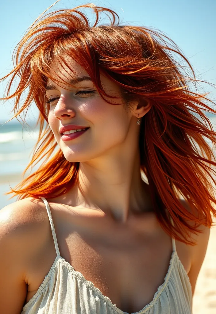 25 Fiery Red Wolf Cut Ideas That'll Make You the Talk of the Town! - 5. Textured Red Shag