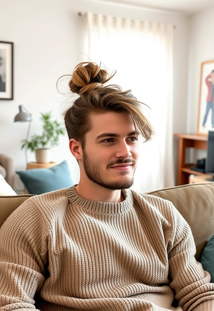 22 Dapper Hairstyles for Long-Haired Men That Will Turn Heads! - 9. The Effortless Messy Bun