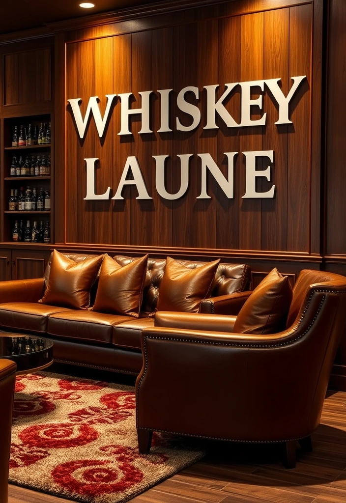 28 Dram-atic Whisky Lounge Room Ideas That'll Elevate Your Home Decor Game! - 6. Leather Accents for a Luxe Feel