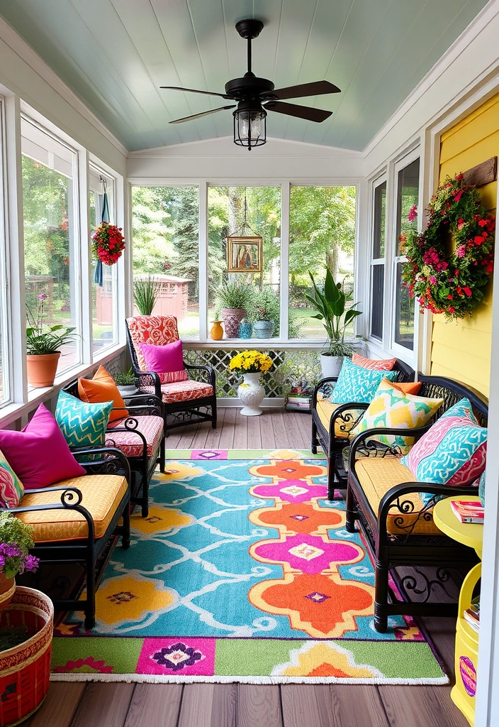 25 Screened in Porch Plans Ideas You'll Wish You Knew Sooner! - 9. Colorful Escape