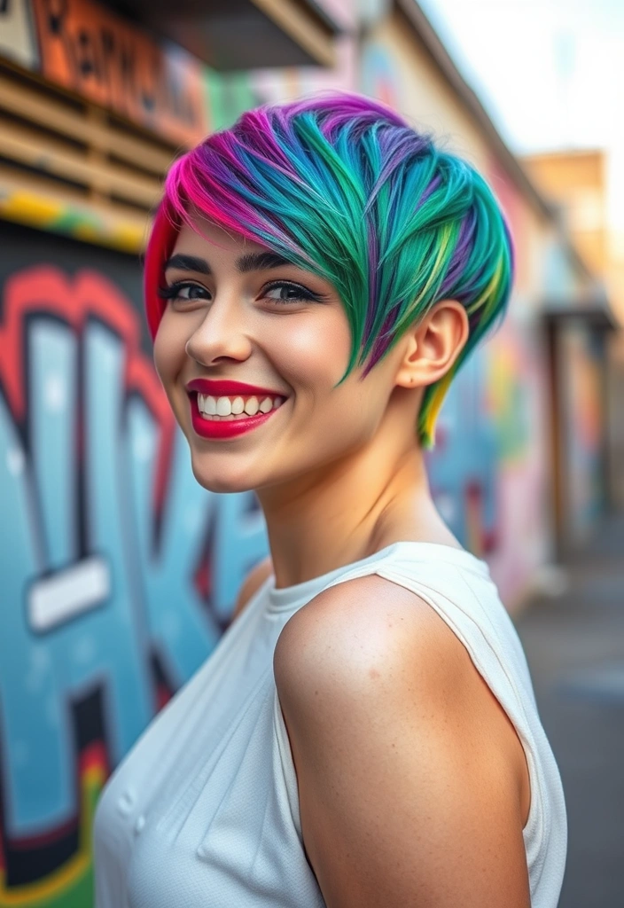 22 Short Haircuts That Flatter Chubby Faces Perfectly (You Won't Believe #15!) - 17. Bold Color with a Short Cut