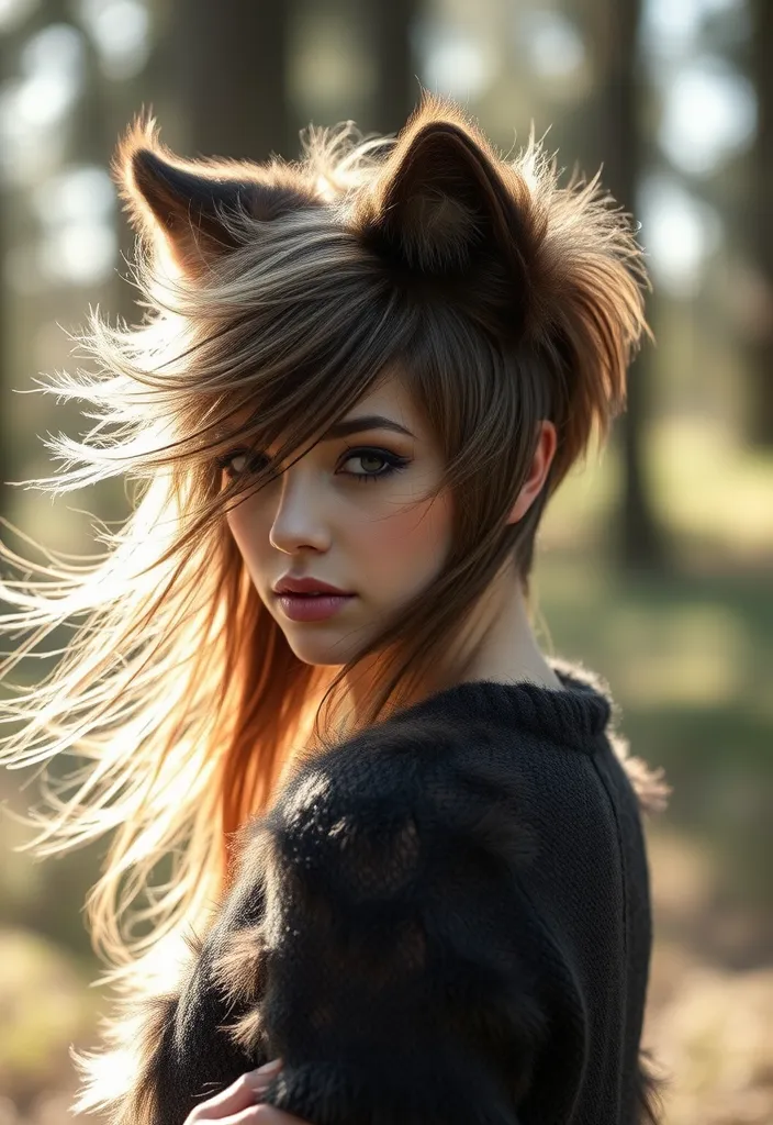 20 Fluffy Wolf Cut Ideas That Will Transform Your Look Instantly! - 13. Fluffy Wolf Cut with a Feathered Finish