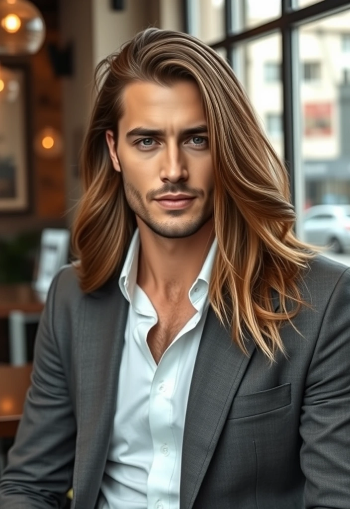 22 Dapper Hairstyles for Long-Haired Men That Will Turn Heads! - 3. The Sleek Half-Up, Half-Down