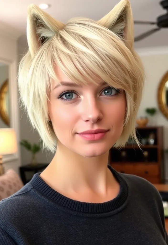 22 Stunning Blonde Wolf Cut Ideas That'll Make Heads Turn! - 4. Textured Bangs