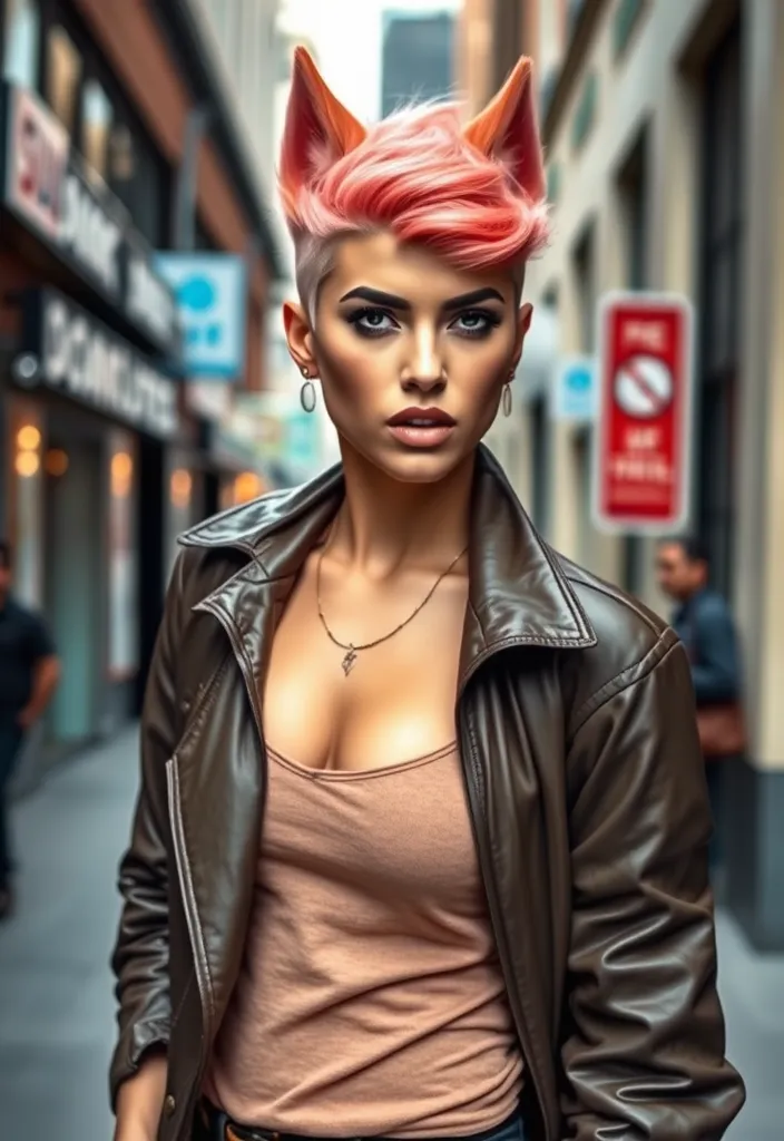 15 Eye-Catching Pink Wolf Cuts That Will Turn Heads Everywhere! - 9. Coral Pink with Undercut