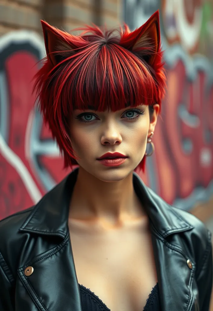 20 Stunning Wolf Cut Ideas with Bangs That Will Transform Your Look! - 2. Textured Wolf Cut with Blunt Bangs