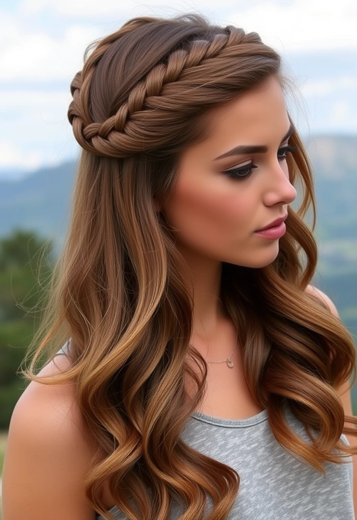 22 Elegant and Stylish Braid Hairstyles That Will Turn Heads! - 12. Half-Up Half-Down Braid