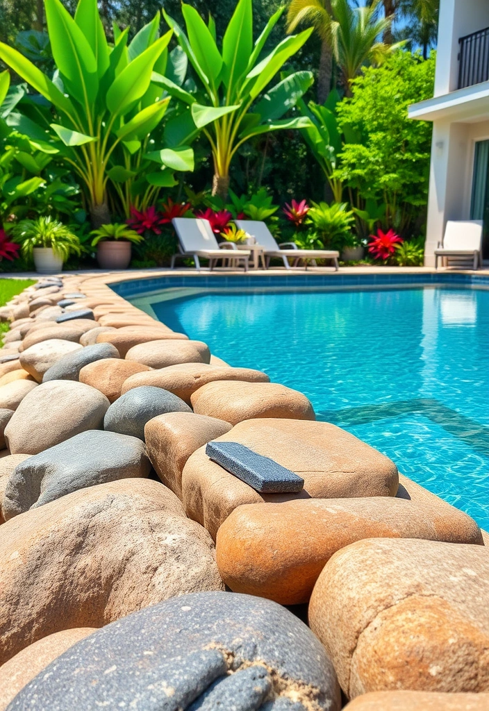 26 River Rock Landscaping Ideas That Will Transform Your Outdoor Space! - 12. Enhance Your Pool Area