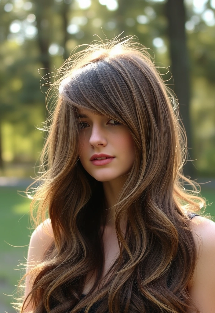 24 Stunning Haircuts for Long Haired Women That'll Make Everyone Turn Heads! - 10. Long Layers with Side-Swept Bangs