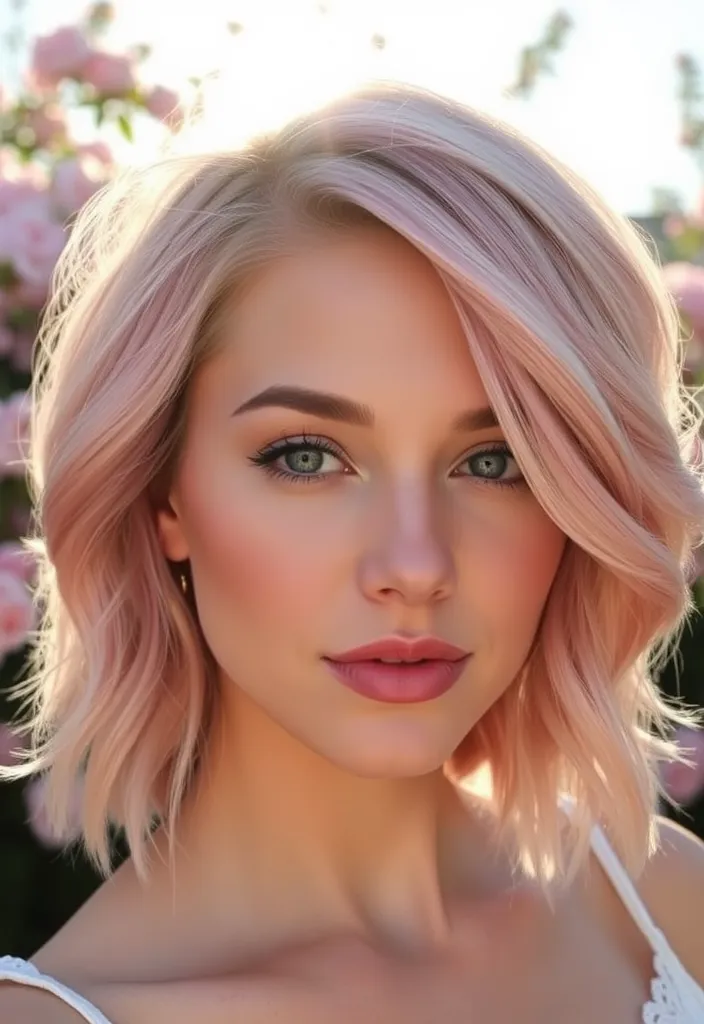 15 Eye-Catching Pink Wolf Cuts That Will Turn Heads Everywhere! - 1. Blush Pink Layers