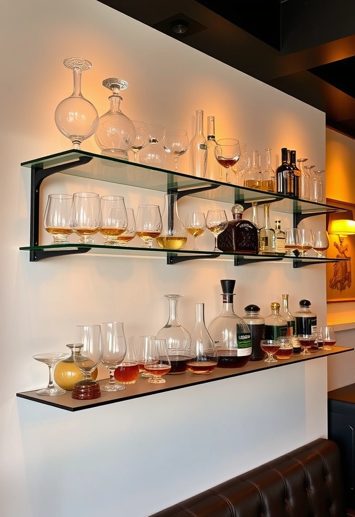 28 Dram-atic Whisky Lounge Room Ideas That'll Elevate Your Home Decor Game! - 13. Unique Glassware Display