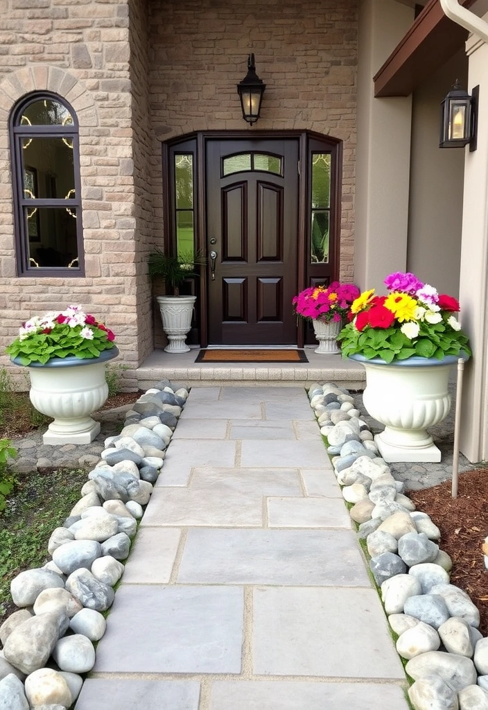 26 River Rock Landscaping Ideas That Will Transform Your Outdoor Space! - 15. Incorporate River Rocks into Your Entryway