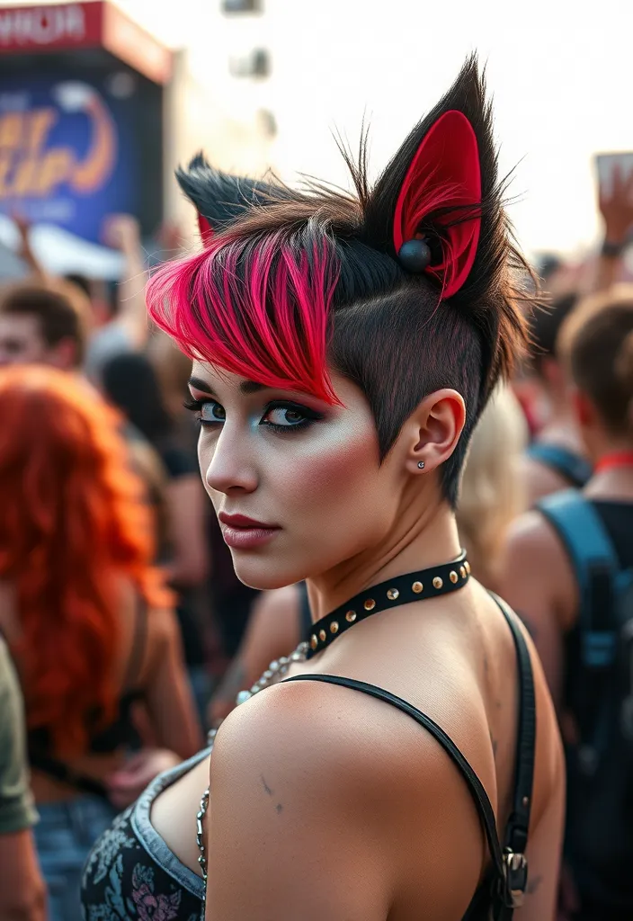 25 Fiery Red Wolf Cut Ideas That'll Make You the Talk of the Town! - 6. Neon Red Streaks