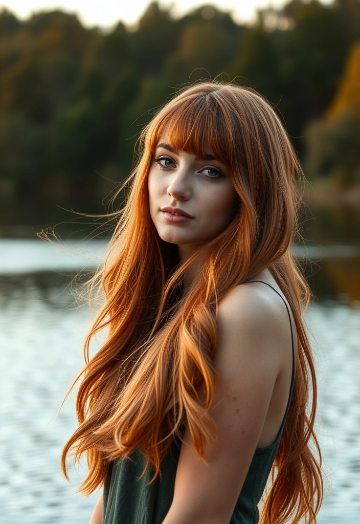 24 Spicy Ginger Wolf Cut Ideas That Will Make You the Envy of All Your Friends! - 5. Long Wolf Cut with Bangs