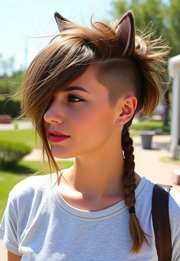 15 Trendy Wolf Cuts With Braids That Will Elevate Your Style Game! - 11. Messy Wolf Cut with Side Braids