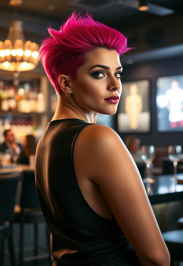 15 Eye-Catching Pink Wolf Cuts That Will Turn Heads Everywhere! - 12. Hot Pink with Slicked Back Style