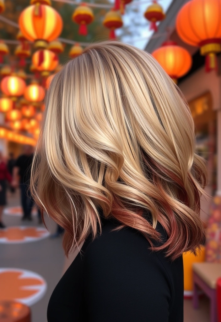 22 Stunning Fall Hair Color Ideas for Blonde That'll Make Heads Turn! - 20. Bright Blonde with Deep Mahogany Ends