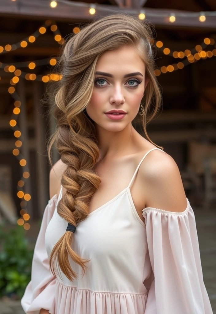 26 Elegant Hairstyles for Wavy Hair That Will Turn Heads! - 4. Chic Side Braid