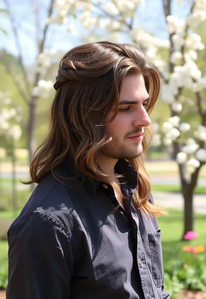 21 Stunning Haircuts for Long Haired Men That Will Turn Heads! - 3. The Half-Up, Half-Down Style