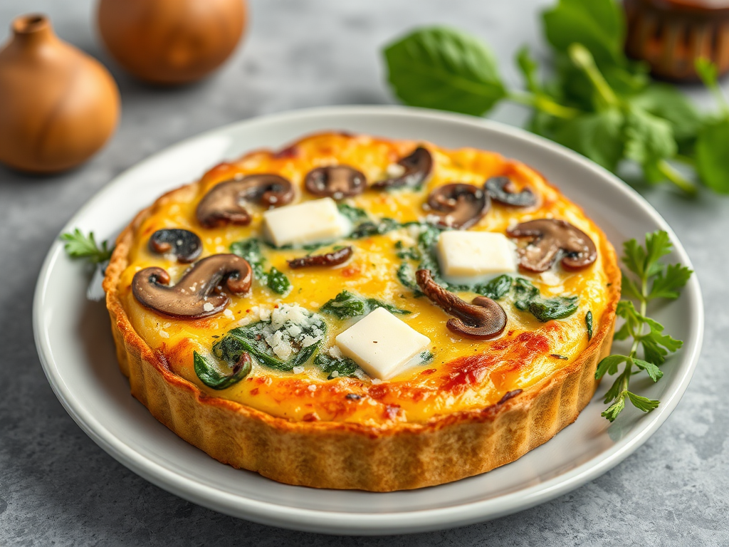 Image for Spinach and Mushroom Frittata with Swiss Cheese: