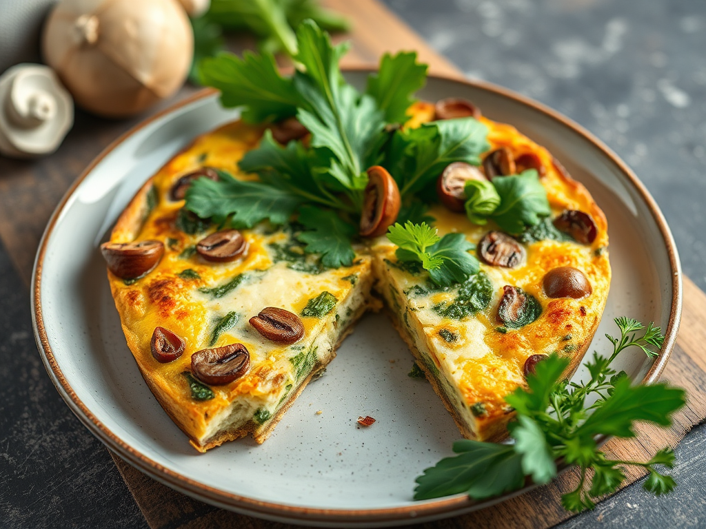 Image for Mushroom and Swiss Chard Frittata with Gruyère Cheese: