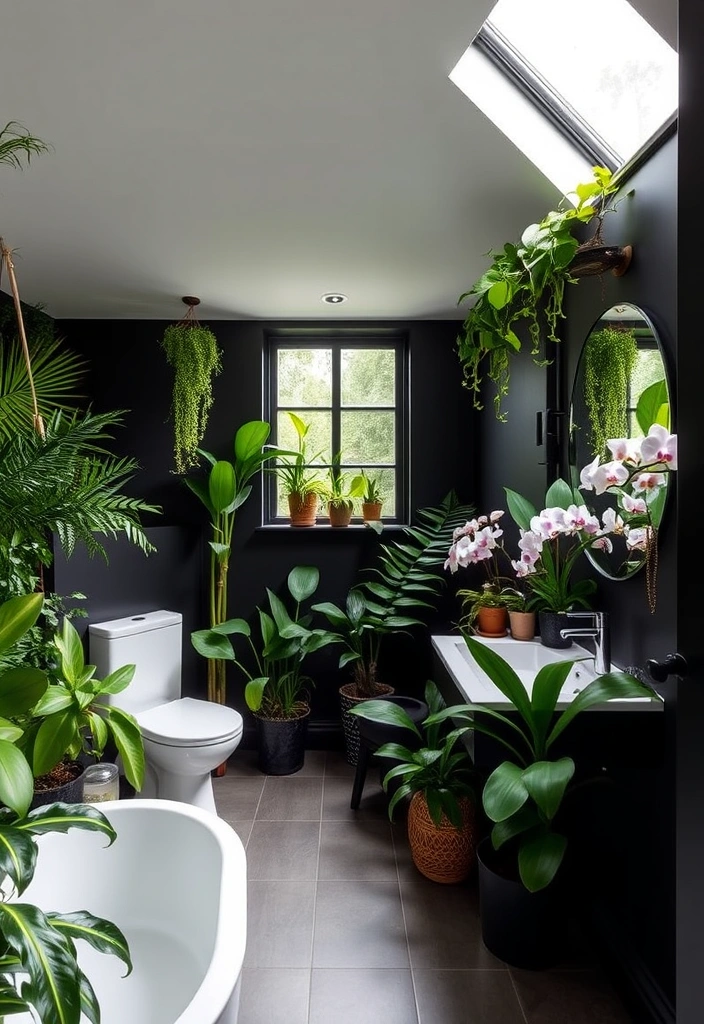 22 Moody Bathroom Designs That Will Transform Your Space into a Luxurious Retreat! - 12. Indoor Plants