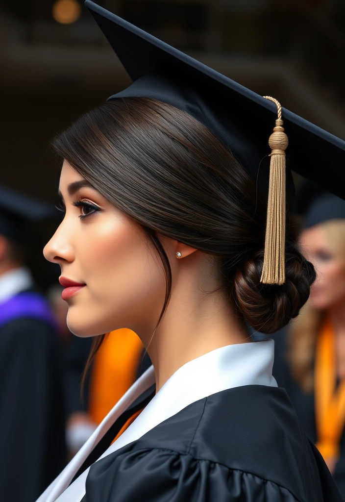 23 Graduation Hair Ideas You Can Do in Under 30 Minutes (You’ll Want #12!) - 1. Sleek Low Bun