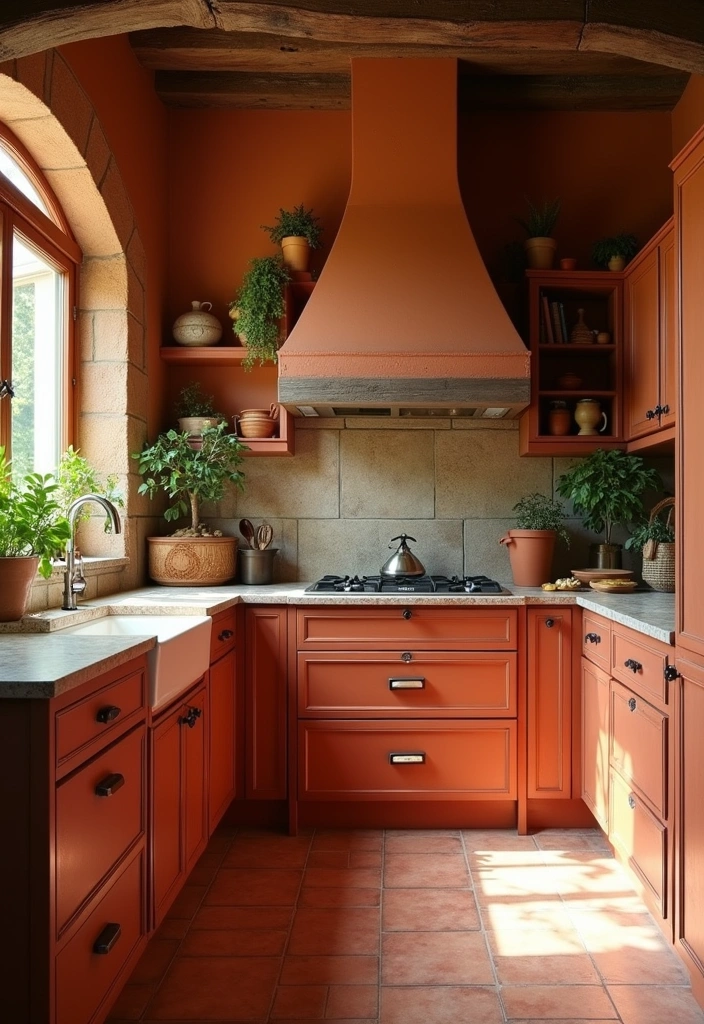 21 Kitchen Cabinet Colors That Hide Dirt (You Won't Believe #10!) - 9. Terra Cotta