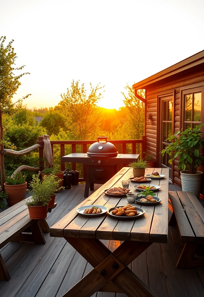 22 Best Outdoor Grill Station Ideas That'll Make You the BBQ King or Queen! - 2. Rustic Wooden Deck Grill