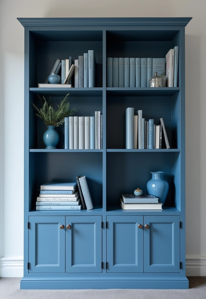 21 Bookshelf Ideas That'll Transform Your Space Into a Cozy Haven! - 14. Monochromatic Style